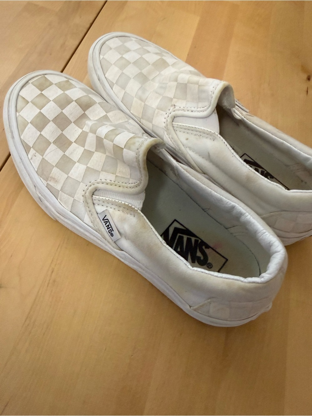 Vans unisex White Checkerboard Slip-On Sneakers